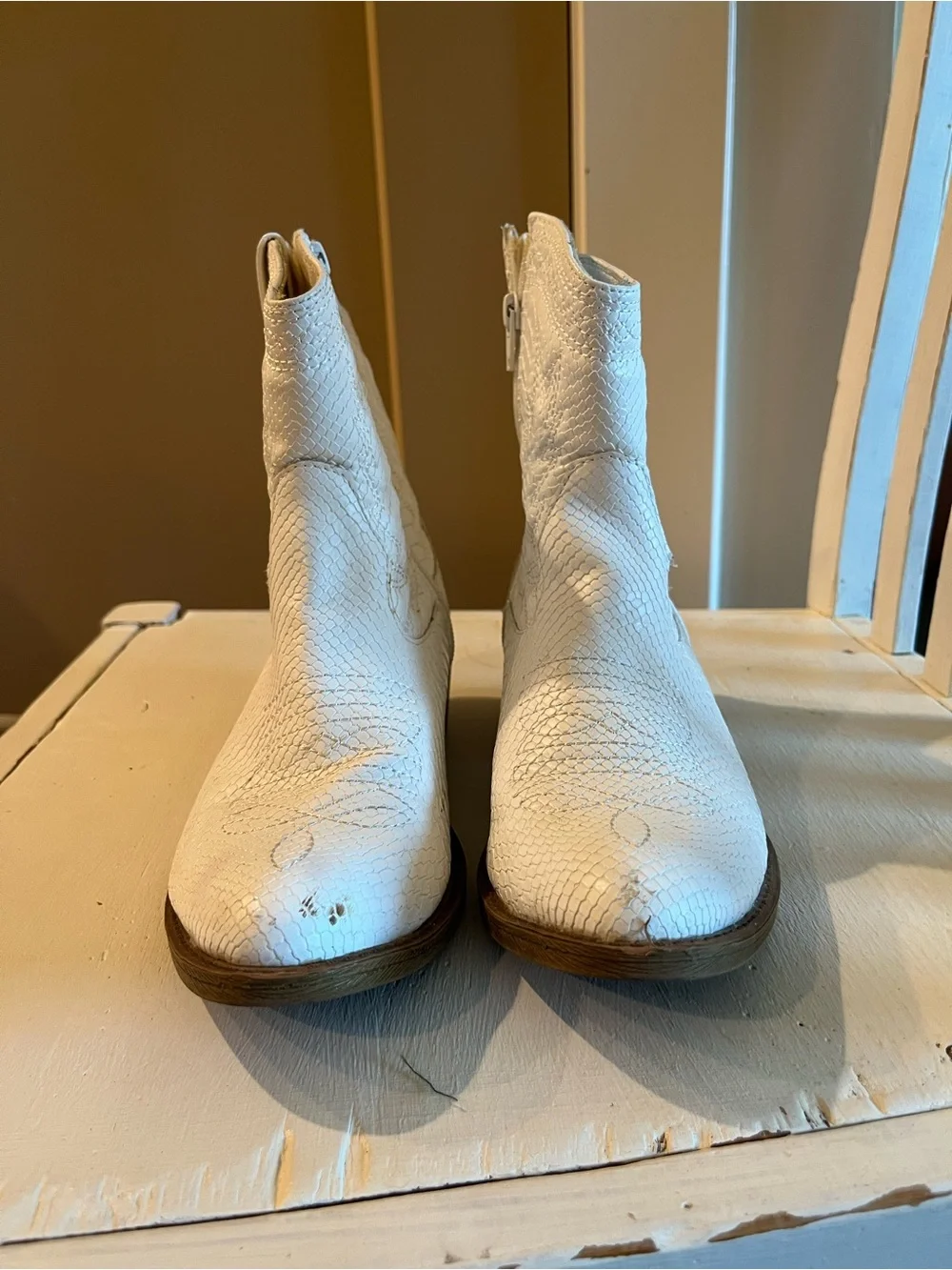 White Ankle Cowgirl Boots